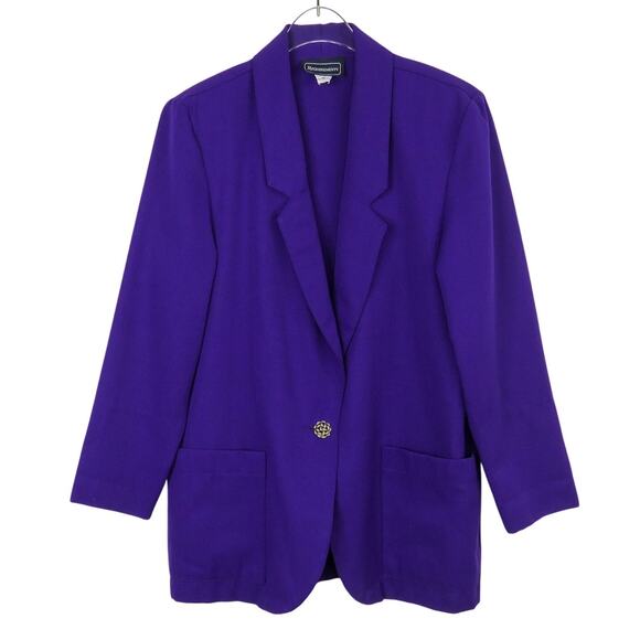 Requirements 1980s Vintage Blazer Purple Jacket Size 10 Large - Picture 1 of 6
